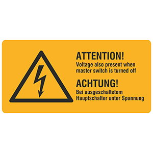 Achtung! Bei ausgeschaltetem Hauptschalter unter Spannung - Zum Sortiment 