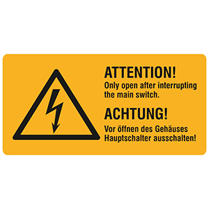 Achtung! Nur nach Ausschalten des Hauptschalters öffnen - Zum Sortiment 