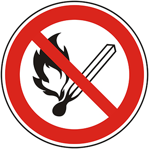 Verbotszeichen: Feuer, offenes Licht und Rauchen verboten - Zum Sortiment 