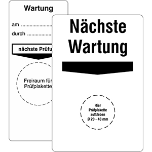 Grundplaketten "Wartung" - verschiedene Aufdrucke - Zum Sortiment 