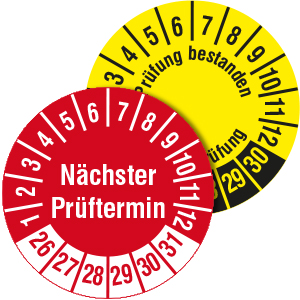 Prüfplaketten - Nächster Prüftermin - Zum Sortiment 