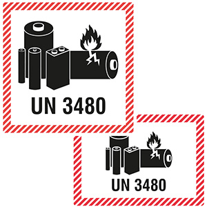 Transportaufkleber für Lithium-Ionen-Batterien / Akku (UN 3480) - Zum Sortiment 