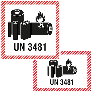 Transportaufkleber für Lithium-Ionen-Batterien / Akku (UN 3481) - Zum Sortiment 