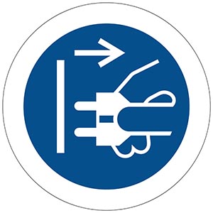 Vor dem öffnen Netzstecker ziehen - Gebotszeichen - Zum Sortiment 