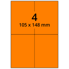 Neon Etiketten, Papier, leuchtorange, 105 x 148 mm - Zum Produkt