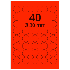 Neon Etiketten, Papier, leuchtrot, Ø 30 mm - Zum Produkt
