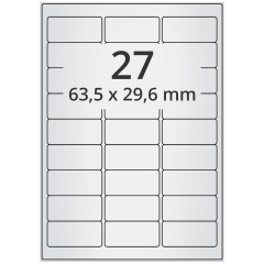 Polyester Etiketten, silber, 63,5 x 29,6 mm - Zum Produkt