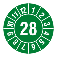 Jahresprüfplakette, 2028, Polyethylen, Ø 30 mm - Zum Produkt