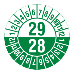 Mehrjahresprüfplakette, 2028-2029, Polyethylen, Ø 30 mm - Zum Produkt
