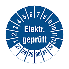 Elektro Prüfplakette, 2027-2032, Polyethylen, Ø 20 mm - Zum Produkt