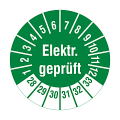 Elektro Prüfplakette, 2028-2033, Polyethylen, Ø 20 mm - Zum Produkt