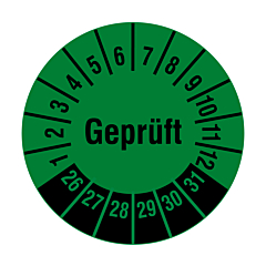 Prüfplakette 'Geprüft', 2026-2031, Polyethylen, Ø 20 mm - Zum Produkt