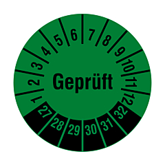 Prüfplakette 'Geprüft', 2027-2032, Polyethylen, Ø 20 mm - Zum Produkt