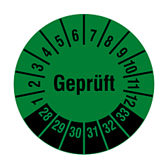 Prüfplakette 'Geprüft', 2028-2033, Polyethylen, Ø 20 mm - Zum Produkt