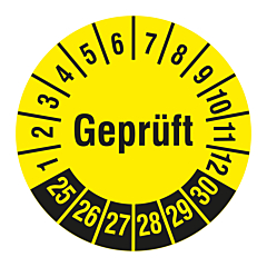 Prüfplakette 'Geprüft', 2025-2030, Polyethylen, Ø 30 mm - Zum Produkt