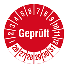 Prüfplakette 'Geprüft', 2026-2031, Polyethylen, Ø 30 mm - Zum Produkt