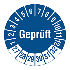 Prüfplakette 'Geprüft', 2027-2032, Polyethylen, Ø 30 mm - Zum Produkt