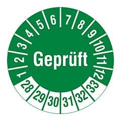 Prüfplakette 'Geprüft', 2028-2033, Polyethylen, Ø 30 mm - Zum Produkt