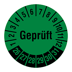 Prüfplakette 'Geprüft', 2026-2031, Polyethylen, Ø 30 mm - Zum Produkt