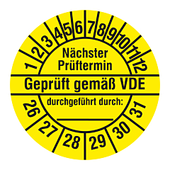 Elektro Prüfplakette, 2026-2031, Polyethylen, Ø 30 mm - Zum Produkt