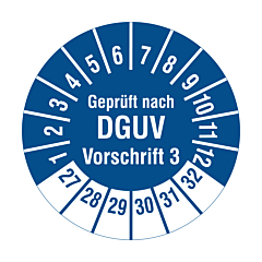 DGUV Prüfplakette, 2027-2032, Polyethylen, Ø 20 mm - Zum Produkt
