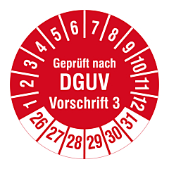 DGUV Prüfplakette, 2026-2031, Polyethylen, Ø 30 mm - Zum Produkt