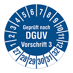 DGUV Prüfplakette, 2027-2032, Polyethylen, Ø 30 mm - Zum Produkt