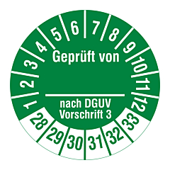 DGUV Prüfplakette, 2028-2033, Polyethylen, Ø 30 mm - Zum Produkt