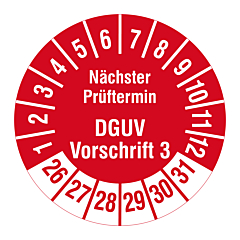 DGUV Prüfplakette, 2026-2031, Polyethylen, Ø 30 mm - Zum Produkt