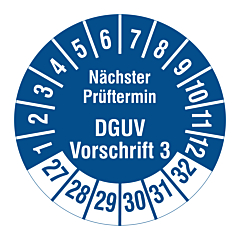 DGUV Prüfplakette, 2027-2032, Polyethylen, Ø 30 mm - Zum Produkt