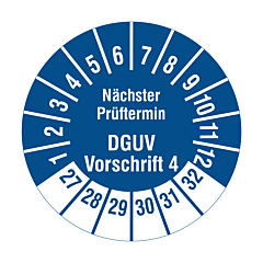 DGUV Prüfplakette, 2027-2032, Polyethylen, Ø 20 mm - Zum Produkt