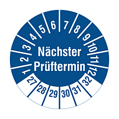 Prüfplakette 'Nächster Prüftermin', 2027-2032, Polyethylen, Ø 20 mm - Zum Produkt