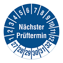 Prüfplakette 'Nächster Prüftermin', 2027-2032, Polyethylen, Ø 30 mm - Zum Produkt