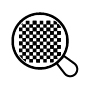 Symbol einer Lupe mit sehr feinem Pixelmuster zur Darstellung der hohen Druckaufl&ouml;sung von 600 dpi.