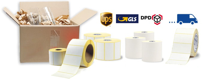 Aufkleber zur Paketfrankierung auf Rolle
