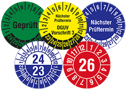 Prüfplaketten aus Folie