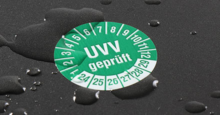UVV Pr&uuml;fplakette aus Folie 2024 - 2029