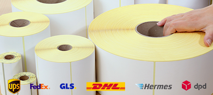 Unbedruckte Versandetiketten, geeignet für Paketdienste wie DHL, UPS, GLS, Hermes oder DPD.