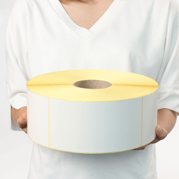 Labelident Etiketten auf Großrolle