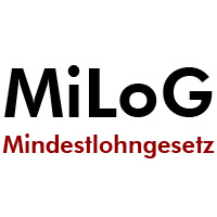 Logo mit der Aufschrift &bdquo;MiLoG Mindestlohngesetz&ldquo; als Hinweis auf die Einhaltung gesetzlicher Mindestlohnvorgaben im Rahmen der Compliance.